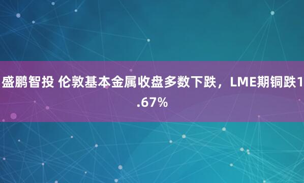 盛鹏智投 伦敦基本金属收盘多数下跌，LME期铜跌1.67%
